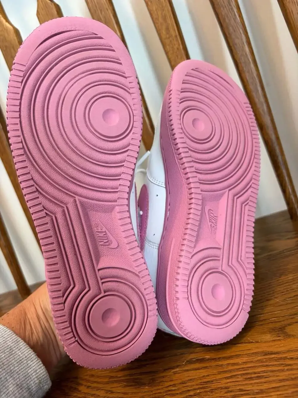 Nike Air Force 1 Low Kids' White and Pink Leather Sneakers
